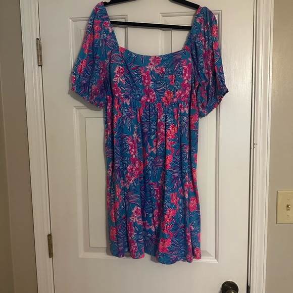 Lilly Pulitzer Pink and Blue Smocked Mini Sundress - Picture 1 of 4